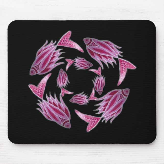Alfombrilla De Ratón Mousepad de círculo de peces rosados (Frente)
