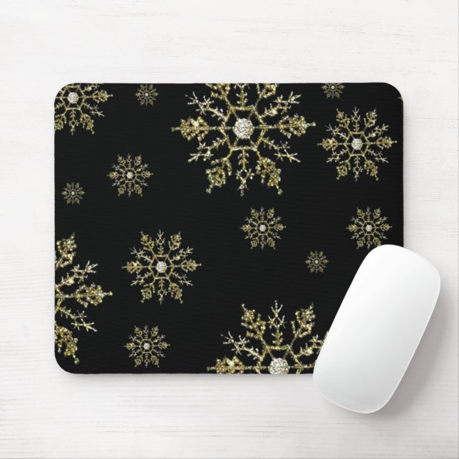Alfombrilla De Ratón Mousepad de copos de nieve plateados para navidade (Con ratón)