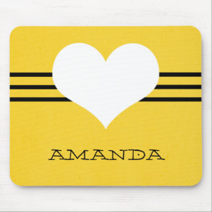 Alfombrilla De Ratón Mousepad de corazón amarillo moderno