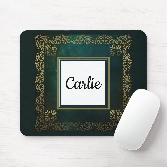 Alfombrilla De Ratón Mousepad de cosecha verde esmeralda oscuro (Con ratón)