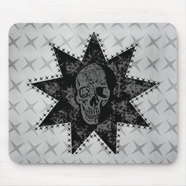 Alfombrilla De Ratón Mousepad de cráneo de punk (gris) (Frente)