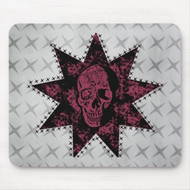 Alfombrilla De Ratón Mousepad de cráneo de punk (rosa oscuro) (Frente)