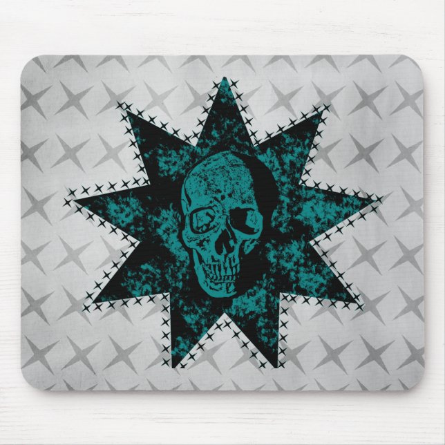 Alfombrilla De Ratón Mousepad de cráneo de punk (Verde azulado) (Frente)