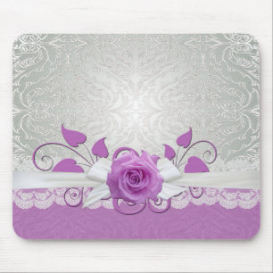 Alfombrilla De Ratón Mousepad de Damasco Rosa de color plateado/morado