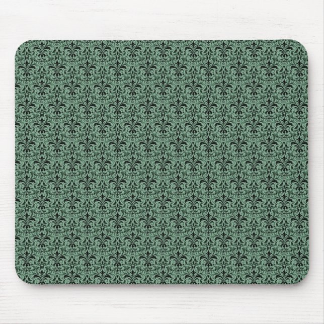 Alfombrilla De Ratón Mousepad de Damask romántico, Clover Green (Frente)