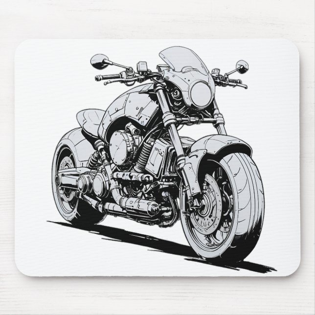 Alfombrilla De Ratón Mousepad de dibujo de tinta de motocicleta Cyberpu (Frente)