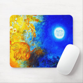 Alfombrilla De Ratón Mousepad de diseño azul y maya Naranja