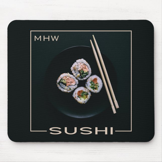 Alfombrilla De Ratón Mousepad de encargo del monograma del sushi (Frente)