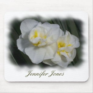 Alfombrilla De Ratón Mousepad de flor blanca