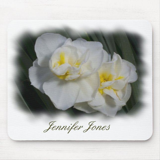 Alfombrilla De Ratón Mousepad de flor blanca (Frente)