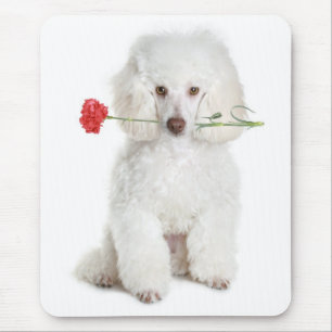 Alfombrilla De Ratón Mousepad de flor de perro picantón blanco en mini