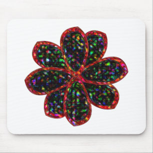 Alfombrilla De Ratón Mousepad de flor negro y Purpurina rojo