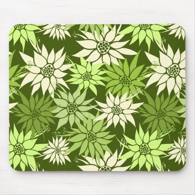 Alfombrilla De Ratón Mousepad de flores verdes (Frente)
