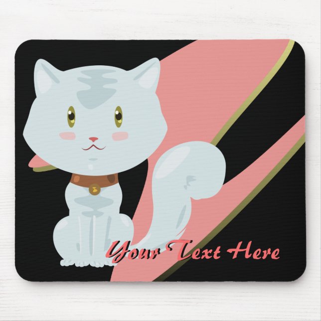 Alfombrilla De Ratón Mousepad de gato blanco (Frente)