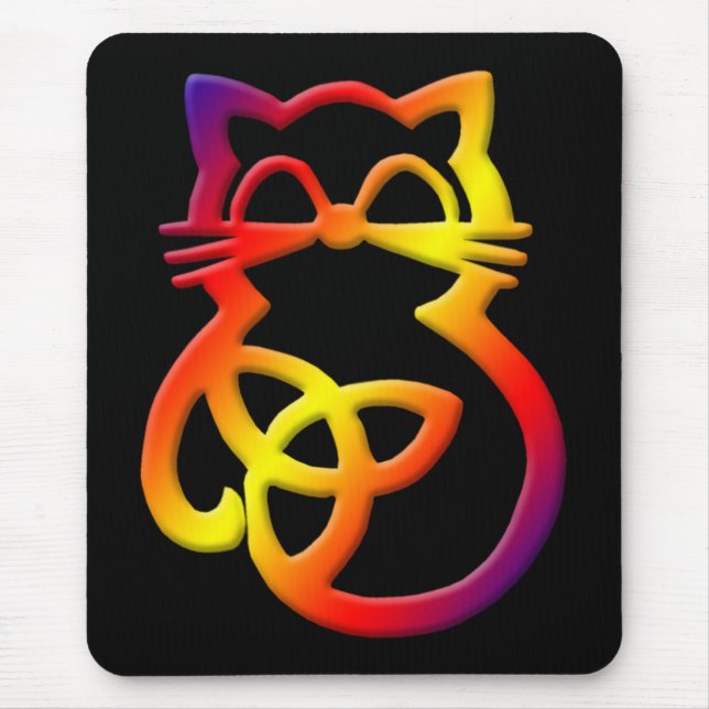Alfombrilla De Ratón Mousepad de gato celta con trinidad arcoiris (Frente)