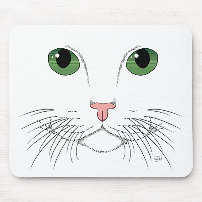 Alfombrilla De Ratón Mousepad de gato con ojos verdes (Frente)