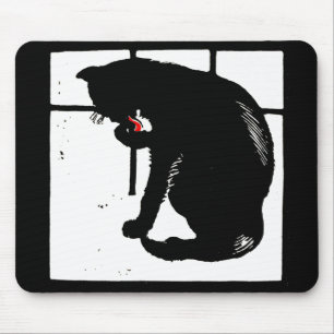 Alfombrilla De Ratón Mousepad de gato negro de madera victoriana