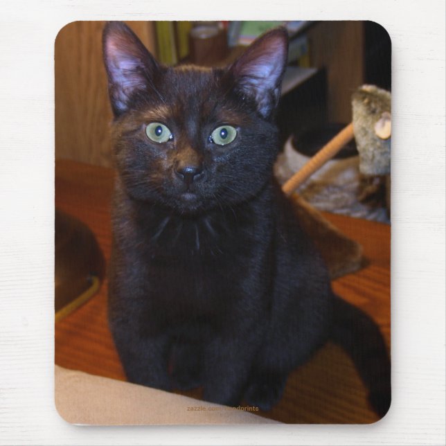 Alfombrilla De Ratón Mousepad de gato negro lindo (Frente)