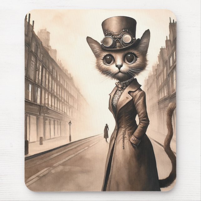 Alfombrilla De Ratón Mousepad de gato Steampunk (Frente)