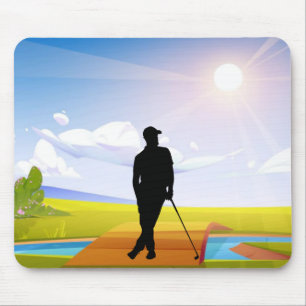 Alfombrilla De Ratón Mousepad de Golf con Silhouette Golfer