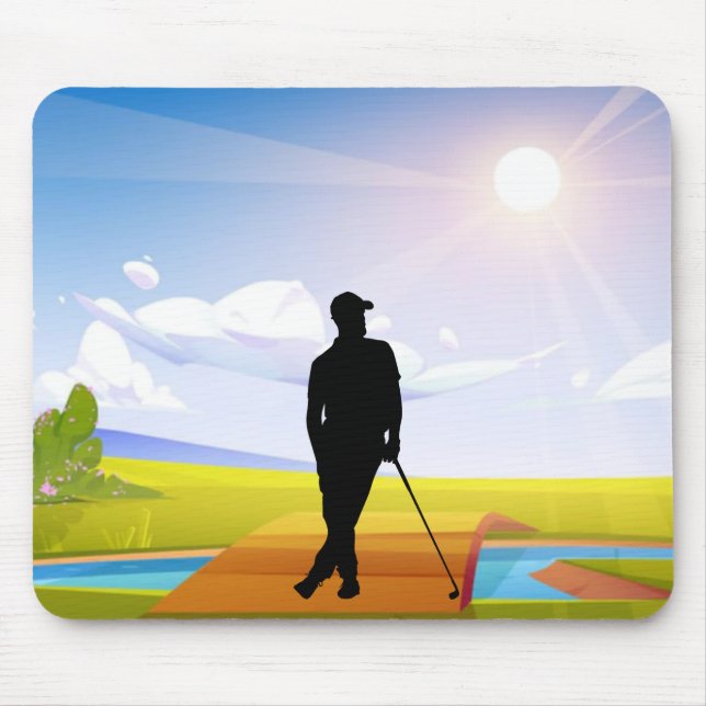 Alfombrilla De Ratón Mousepad de Golf con Silhouette Golfer (Frente)