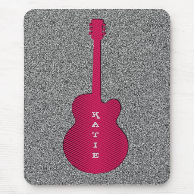 Alfombrilla De Ratón Mousepad de guitarra a rayas, rosa caliente (Frente)