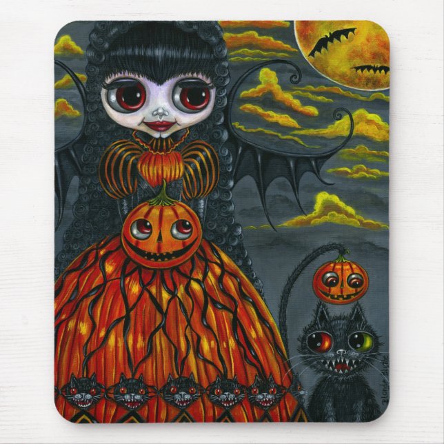 Alfombrilla De Ratón Mousepad de Halloween Kitty Cat (Frente)