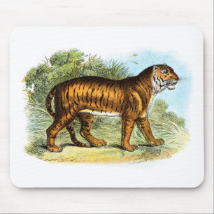 Alfombrilla De Ratón Mousepad de Ilustracion de tigre de época