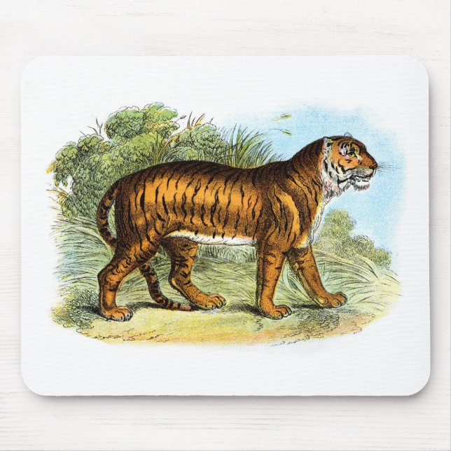 Alfombrilla De Ratón Mousepad de Ilustracion de tigre de época (Frente)