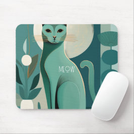 Alfombrilla De Ratón Mousepad de impresión de gato verde retro para los