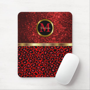 Alfombrilla De Ratón Mousepad de impresión de Purpurina rojo y leopardo