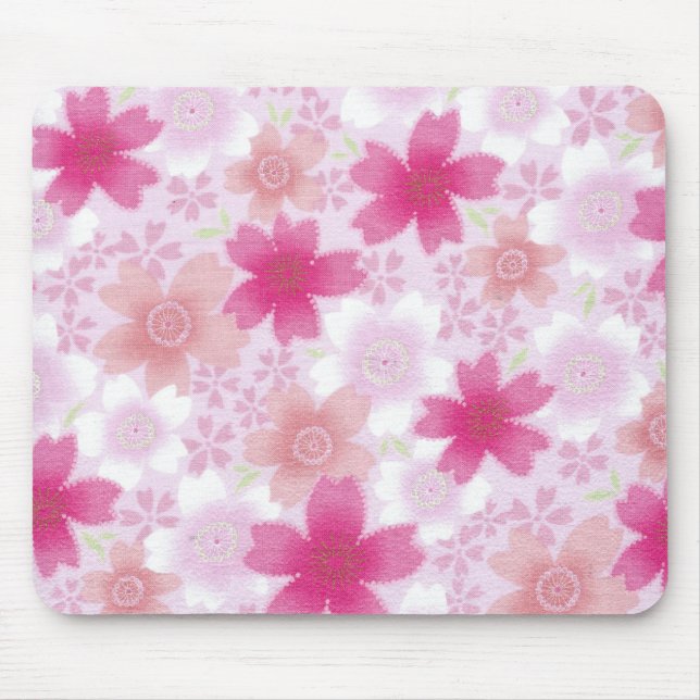 Alfombrilla De Ratón Mousepad de impresión floral rosa japonés (Frente)