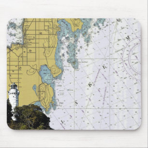 Alfombrilla De Ratón Mousepad de la carta del faro de la isla de Cana