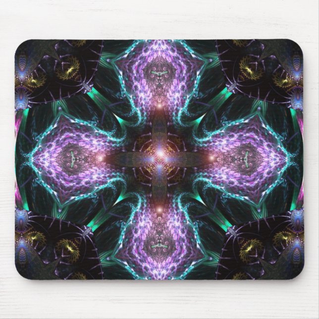 Alfombrilla De Ratón Mousepad de la Cruz Púrpura Fractal (Frente)