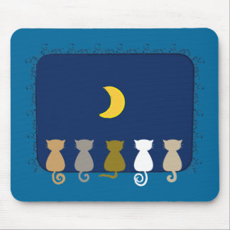 Alfombrilla De Ratón Mousepad de la luna y de los gatos