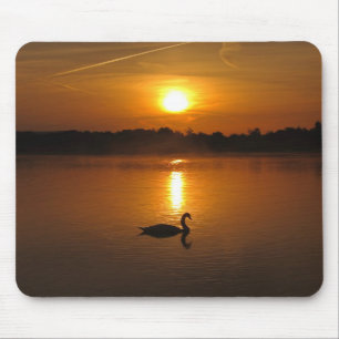 Alfombrilla De Ratón Mousepad de la puesta del sol del cisne