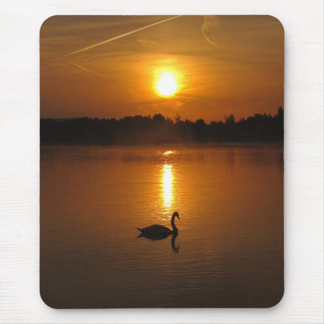 Alfombrilla De Ratón Mousepad de la puesta del sol del cisne (Frente)