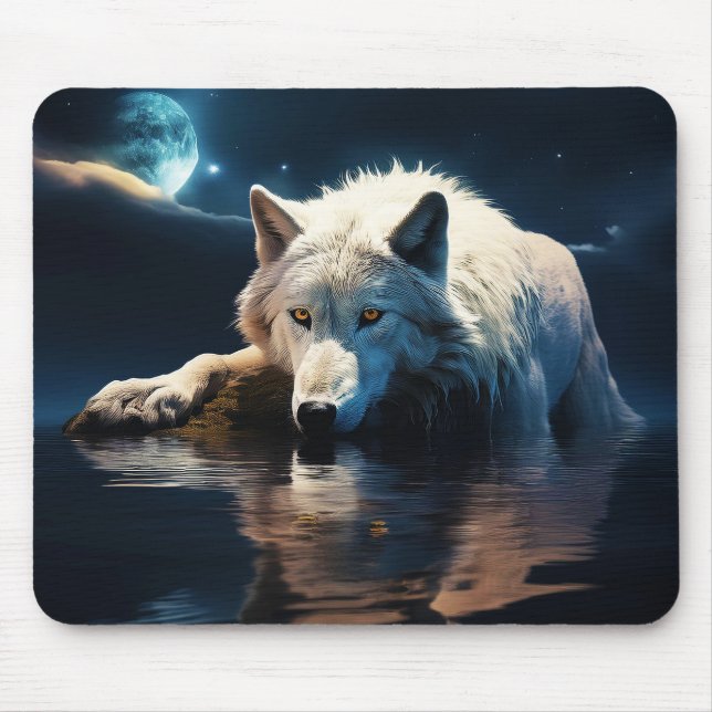 Alfombrilla De Ratón Mousepad de lobo blanco (Frente)
