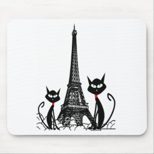 Alfombrilla De Ratón mousepad de los gatos de la torre Eiffel