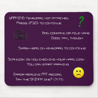 Alfombrilla De Ratón Mousepad de los mensajes de error