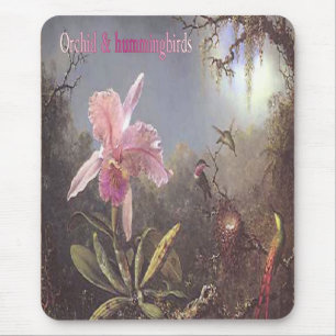 Alfombrilla De Ratón mousepad de los Orquídea-n-colibríes