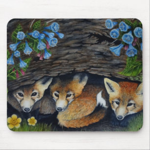 Alfombrilla De Ratón Mousepad de los zorros y de las flores del bebé