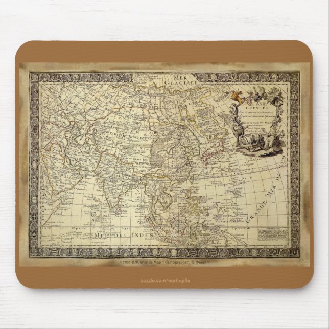 Alfombrilla De Ratón Mousepad de MAP mundial de 1700 ANTIGUO (Frente)
