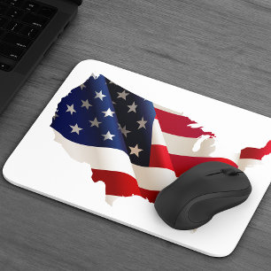 Alfombrilla De Ratón Mousepad de mapa de la bandera de los Estados Unid