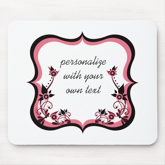Alfombrilla De Ratón Mousepad de marco floral suave, rosa (Frente)