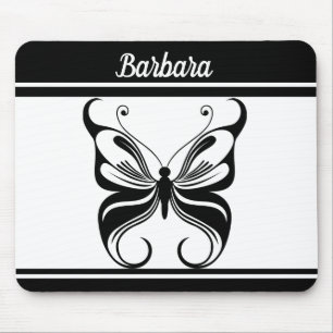 Alfombrilla De Ratón Mousepad de mariposa monocromo personalizado