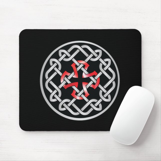 Alfombrilla De Ratón Mousepad de metal rojo de nudo celta (Con ratón)