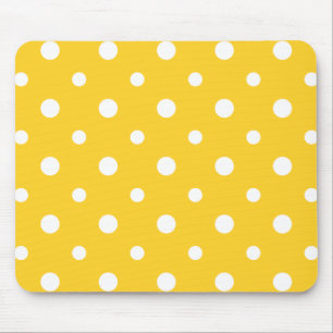 Alfombrilla De Ratón Mousepad de moda: Polkas Jumbo Blancas en amarillo