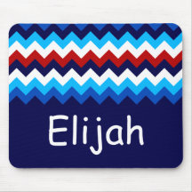 Mousepad de Monograma de los Chevrons Azules Rojos