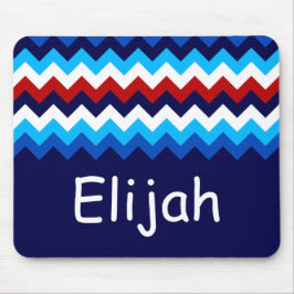 Alfombrilla De Ratón Mousepad de Monograma de los Chevrons Azules Rojos